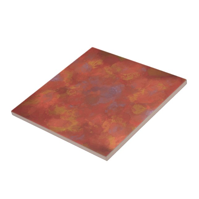 Carreau Aquarelle Océan Orange Nautique Abstrait (Côté)