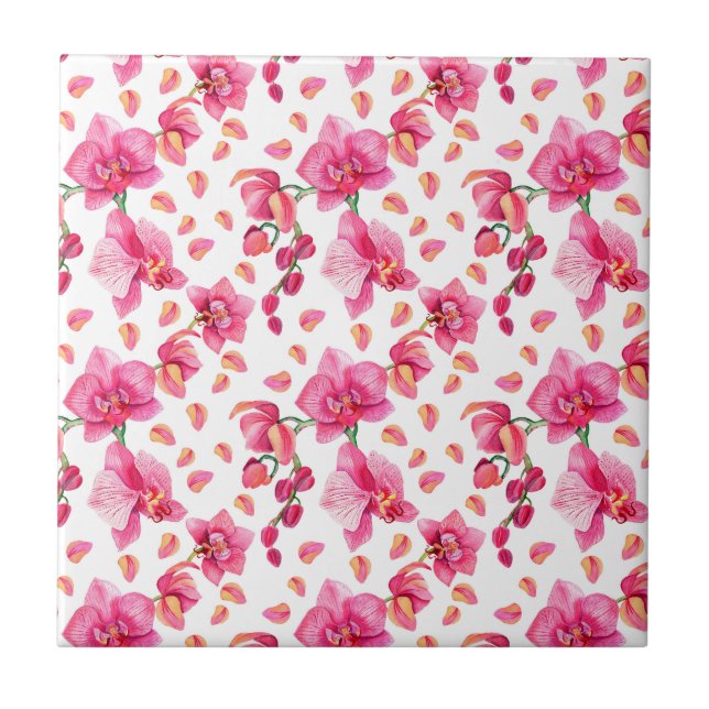 Carreau Aquarelle Orchidées Design 2 (Devant)