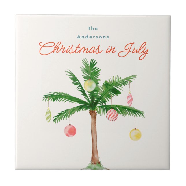 Carreau Aquarelle Palm Tree Xmas Juillet BBQ Summer Party (Devant)