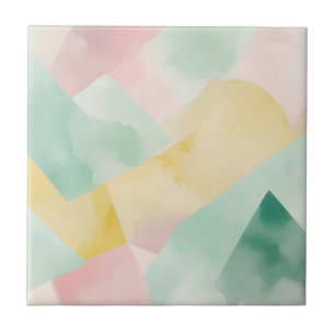 Carreau Aquarelle Pastel minimaliste avec formes géométriq