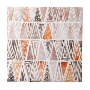 Carreau Aquarelle Pastel Terracotta Triangles Tribales