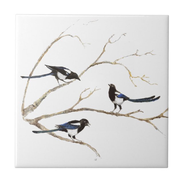 Carreau Aquarelle Peinture de la famille des oiseaux de Ma (Devant)