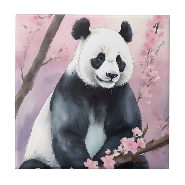 Carreau Aquarelle Peinture Panda Ours (Devant)