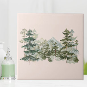 Carreau Aquarelle Pine Forêt et montagne Rustique