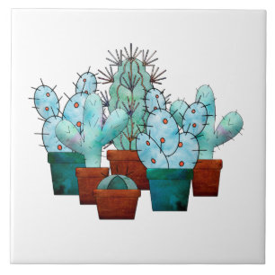 Carreau Aquarelle Plante de Cactus du désert