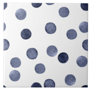 Carreau Aquarelle. Point de polka bleu.