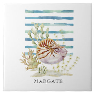 Carreau Aquarelle rayée SHELL Coastal Beach MARGATE