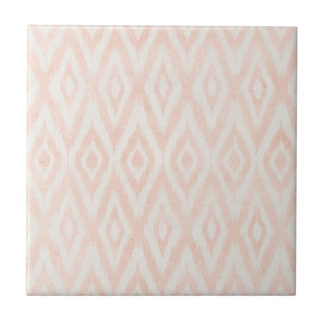 Carreau Aquarelle rose pâle Ikat Impression géométrique Pe (Devant)