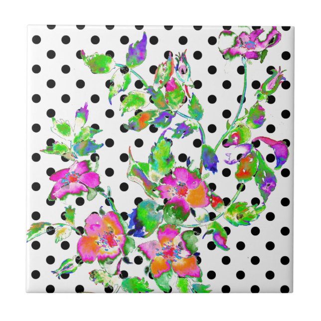 Carreau Aquarelle rose vintage, pois (Devant)