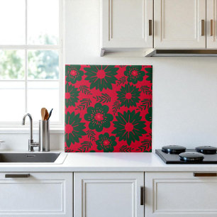 Carreau Aquarelle rouge vert Floral