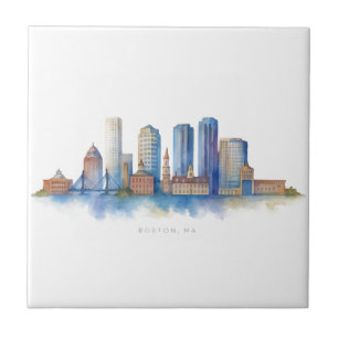 Carreau Aquarelle Skyline de Boston City   MA Boston moder