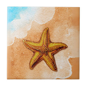 Carreau Aquarelle Starfish sur la plage