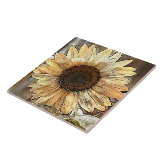 Carreau Aquarelle Sunflower Collection élégante (Côté)