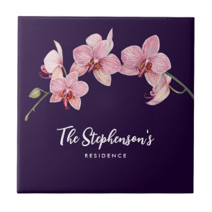 Carreau Aquarelle teinte rose Orchidées Peinture