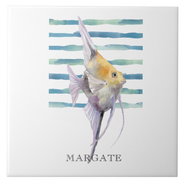 Carreau Aquarelle TROPICAL FISH Beach MARGATE côtier (Devant)