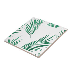 Carreau Aquarelle verte et blanche tendance Floral  