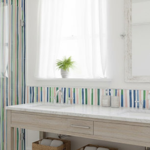 Carreau Aquarelle Verticale Bleu Vert Corail