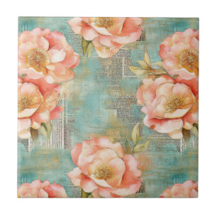 Carreau Aquarelle vintage Floral Abstrait Motif (18)