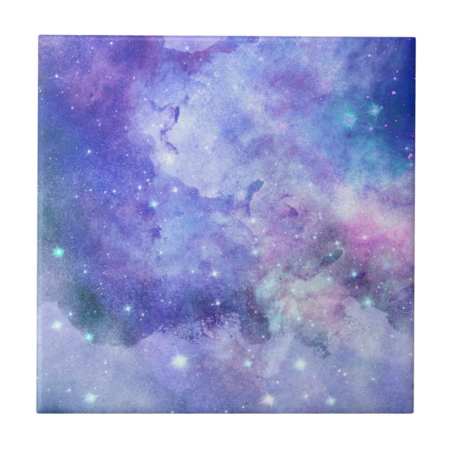Carreau Aquarelle violette Starry Sky Space Lover Galaxy (Devant)