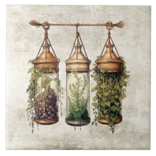 Carreau Aquarelles de plantes suspendues rustiques et rais