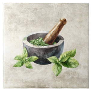 Carreau Aquarelles d'herbes rustiques 
