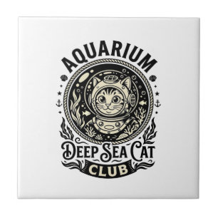 Carreau Aquarium Chat de mer profond Graphique de chat drô