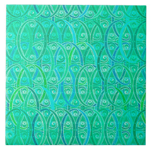 Carreau Arabesque Damask - Aqua et Turquoise