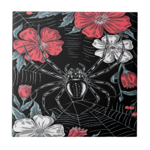 Carreau Araignée romantique foncée Floral