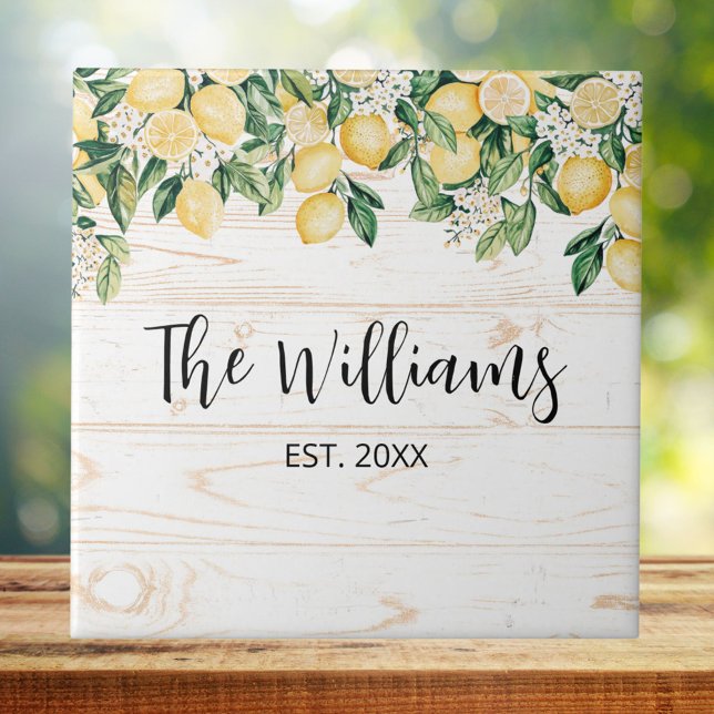 Carreau Arbre à Citrons Jaune Monogrammé sur Bois Blanc (In situ)