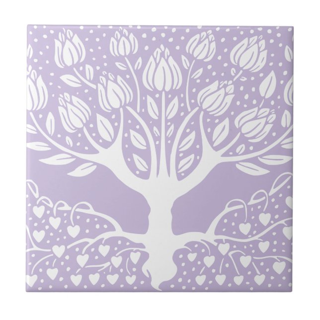 Carreau Arbre à fleurs - Coeurs Lilac Beardsley pourpre (Devant)