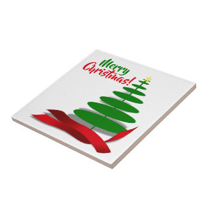 Carreau Arbre avec ruban rouge de Noël