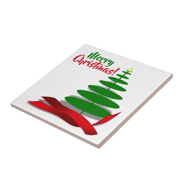 Carreau Arbre avec ruban rouge de Noël (Côté)