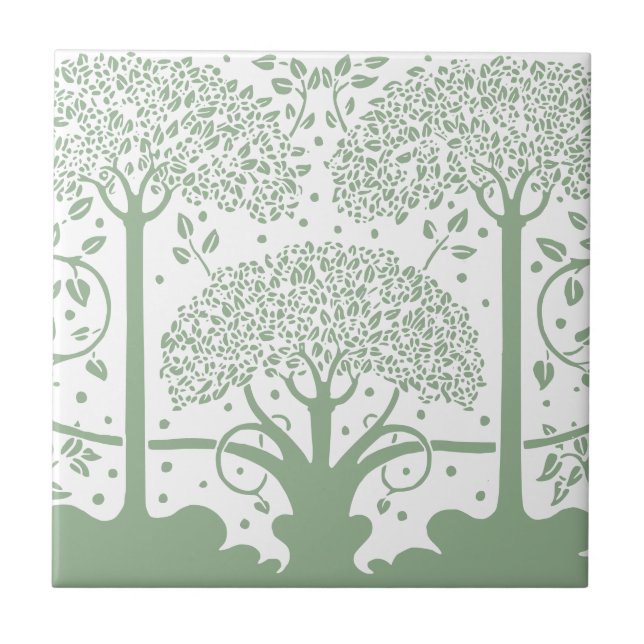 Carreau Arbre blanc et vert de la forêt enchantée (Devant)
