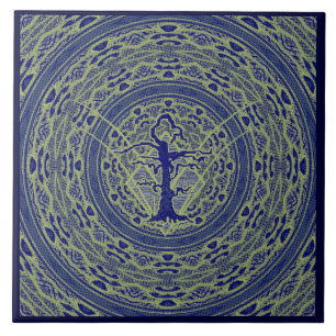 Carreau Arbre bleu Abstrait ancien filaire style 5