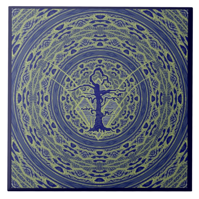 Carreau Arbre bleu Abstrait ancien filaire style 5 (Devant)