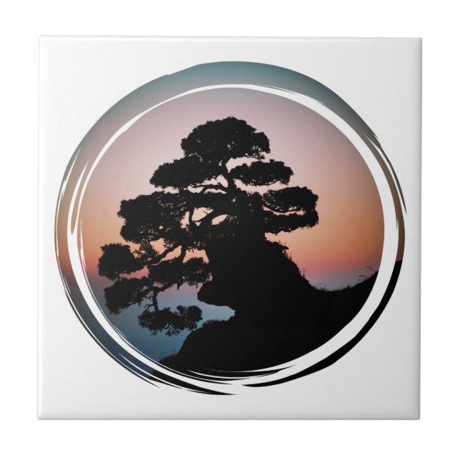 Carreau Arbre Bonsai couché de soleil (Devant)