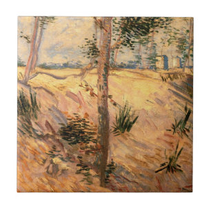 Carreau Arbre dans un champ ensoleillé par Vincent van Gog