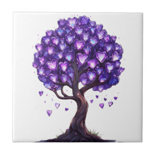 Carreau Arbre de cœur de cristal violet