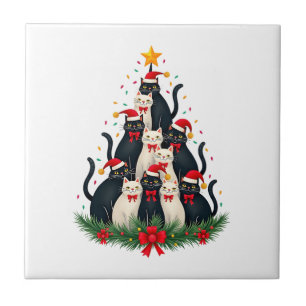 Carreau Arbre de Noël Chat Smoking Chat Smoking Lumières X