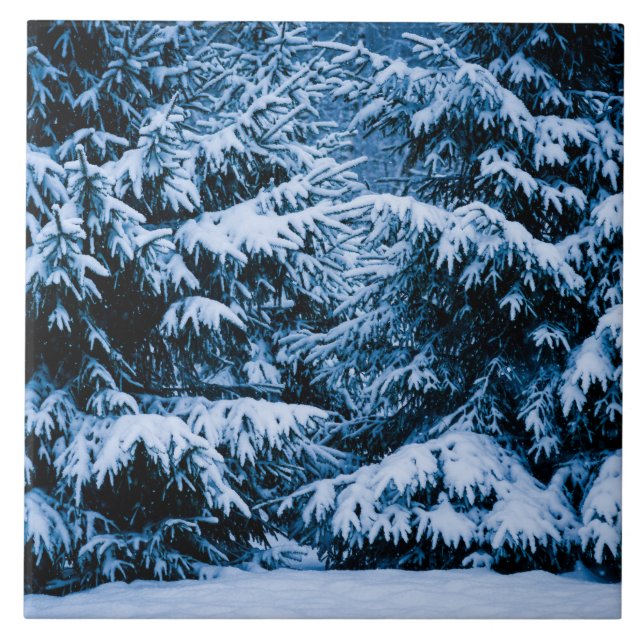 Carreau Arbre de Noël de la forêt d'hiver (Devant)