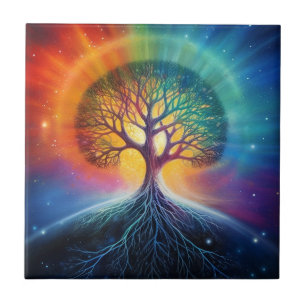 Carreau Arbre De Vie Arc-En-Ciel Surréaliste