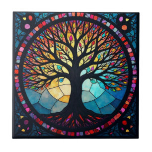Carreau Arbre de Vie en Verre Coloré 