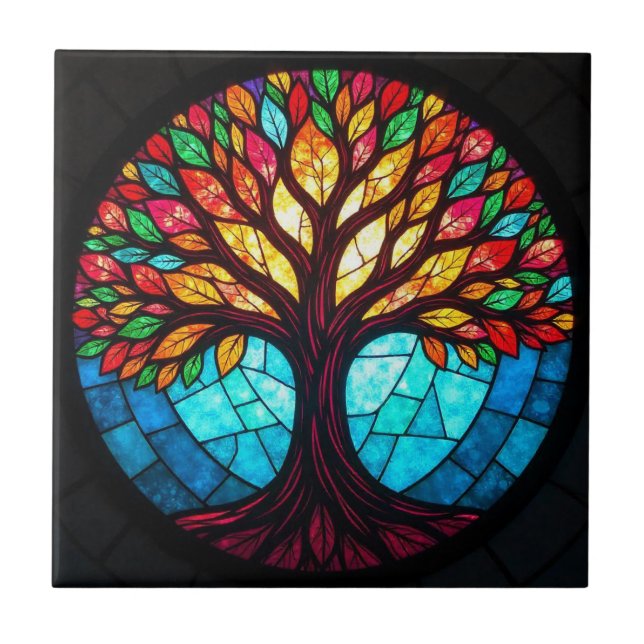Carreau Arbre de vie en verre tendu (Devant)