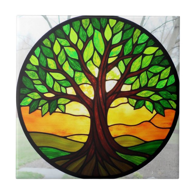 Carreau Arbre de vie en verre tendu (Devant)