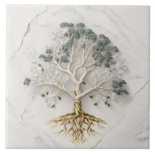 Carreau Arbre de vie illustration 3D Marbre blanc