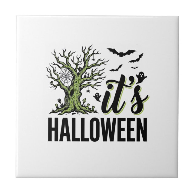 Carreau Arbre d'Halloween C'est Halloween Vintage Épouvant (Devant)