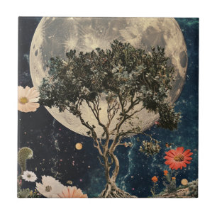 Carreau Arbre et fleurs de la lune