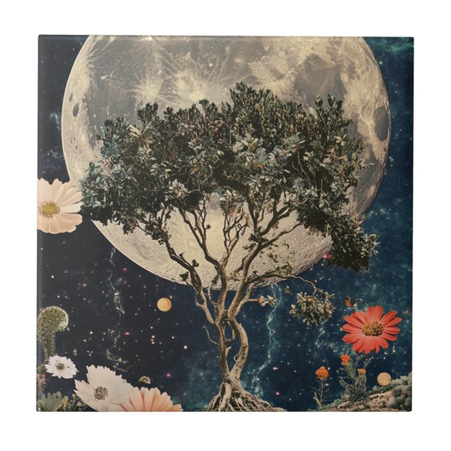 Carreau Arbre et fleurs de la lune (Devant)