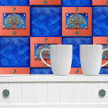Carreau Arbre lunaire de vie Talavera Style Mexicain<br><div class="desc">Lune et étoiles arbre de vie bohème art mexicain style Talavera. images de tuiles mexicaines inspirées d'un tableau mexicain lumineux et coloré représentant un arbre de vie. C'est une illustration fantasque et ethnique avec des fleurs, des oiseaux, des étoiles et la lune. Image inspirante qui parle la famille, l'amour et...</div>
