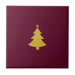 Carreau Arbre minimaliste d'or de Noël, Vin Bourgogne